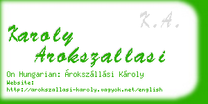 karoly arokszallasi business card
